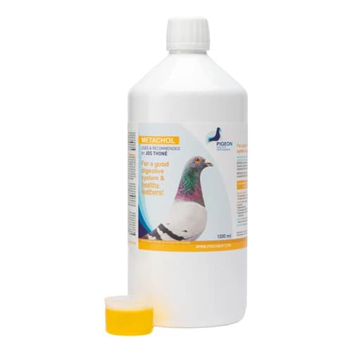 PHP Metachol liquid nutrition product for racing pigeons in 500 ml and 1 L bottles
